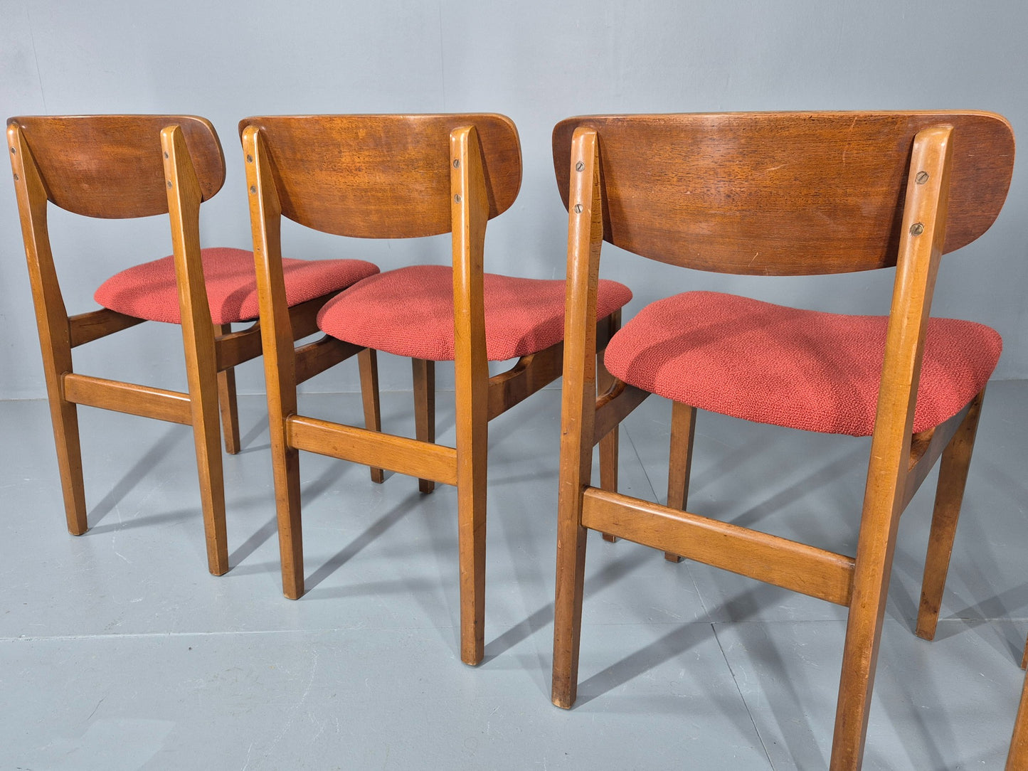 4 Vintage 1960s Dining Chairs, Beech and Teak Frames With New Upholstery EB11889