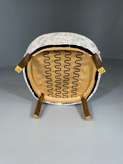 Vintage Danish 1940s Lounge Chair Tub Style Floral Fabric Antique EB06430