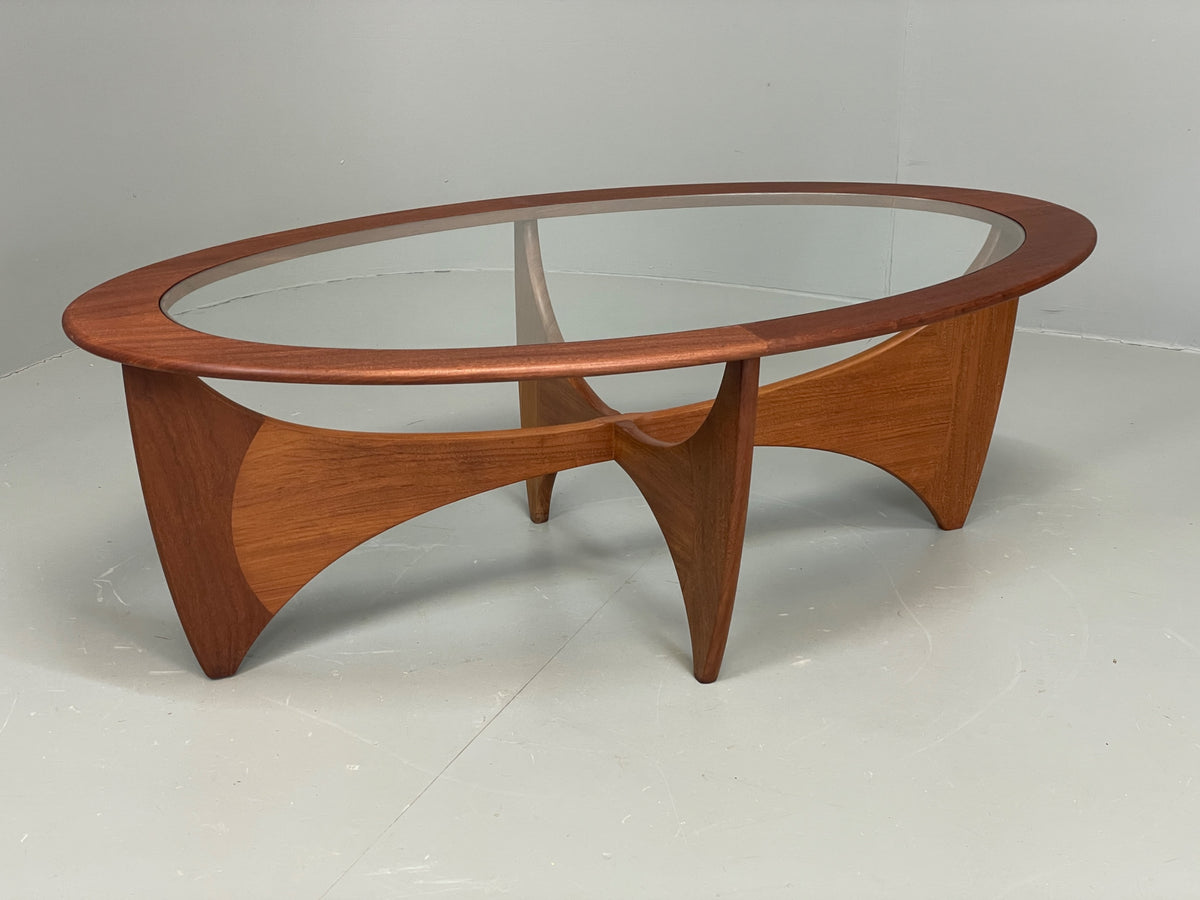 G Plan Astro Coffee Table Oval Teak 1960s Mid Century Vintage Glass Top EB12950