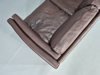 Vintage Danish 3 seat Sofa Brown Leather 1980s Retro MCM EB12433