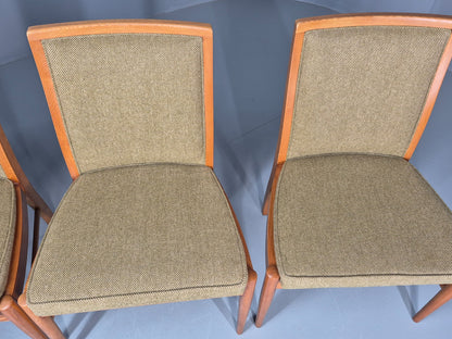 4 Vintage 1970s Elm Frame Dining Chairs Mid Century Retro Wool Seats EB12179