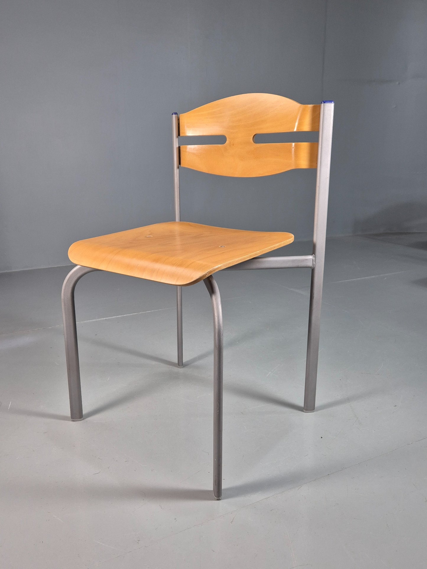 8 Vintage Danish Stacking chairs Plywood and Steel Mid Century Style Retro EB07993