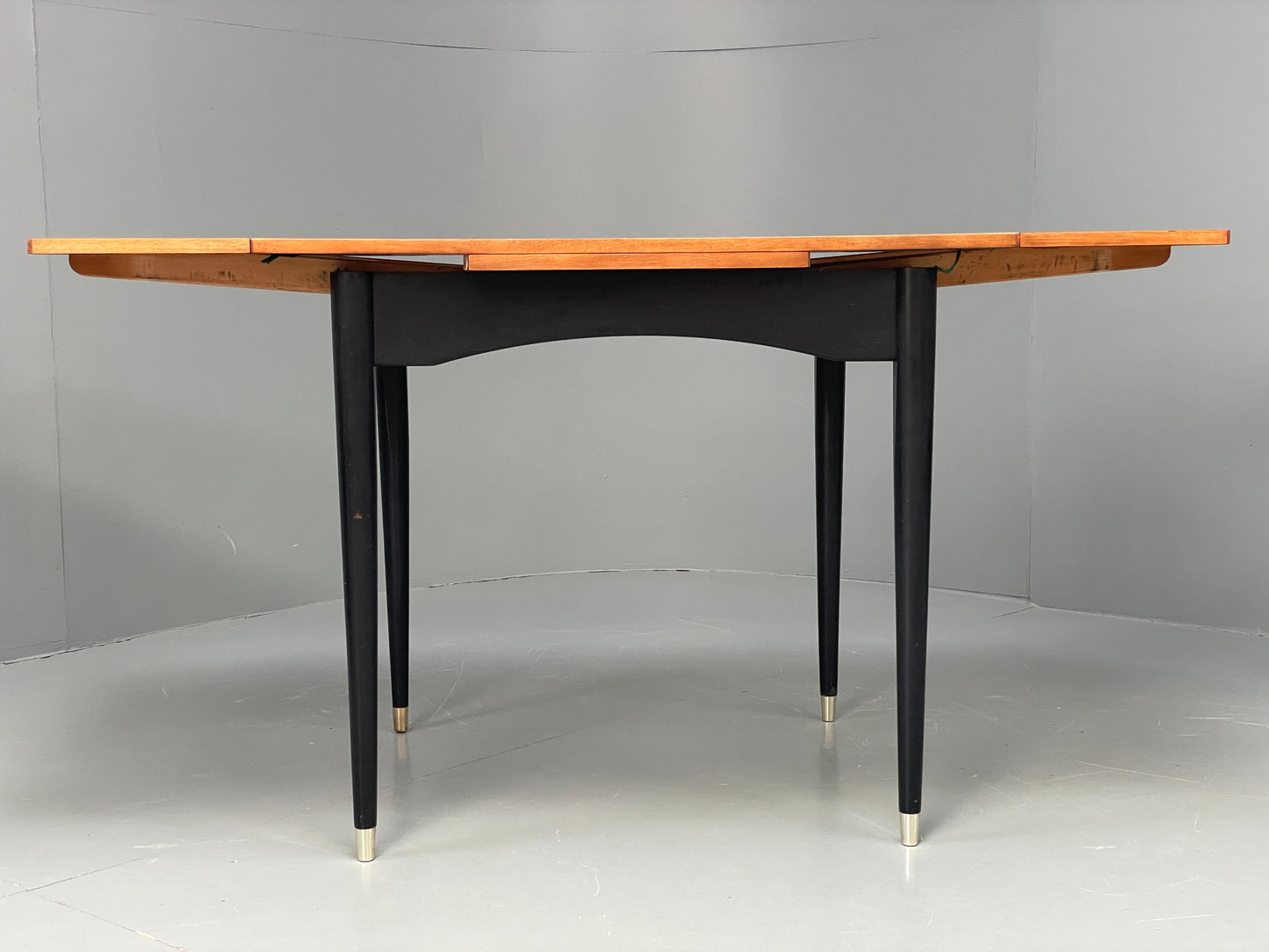 Vintage 1960s Dining Table And 4 Chairs Teak Black Gold Velour EB12085