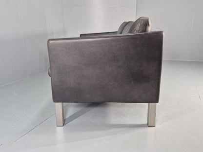 Vintage Stouby 2 Seater Sofa Black Leather 2000s Retro MCM  Quality EB12435