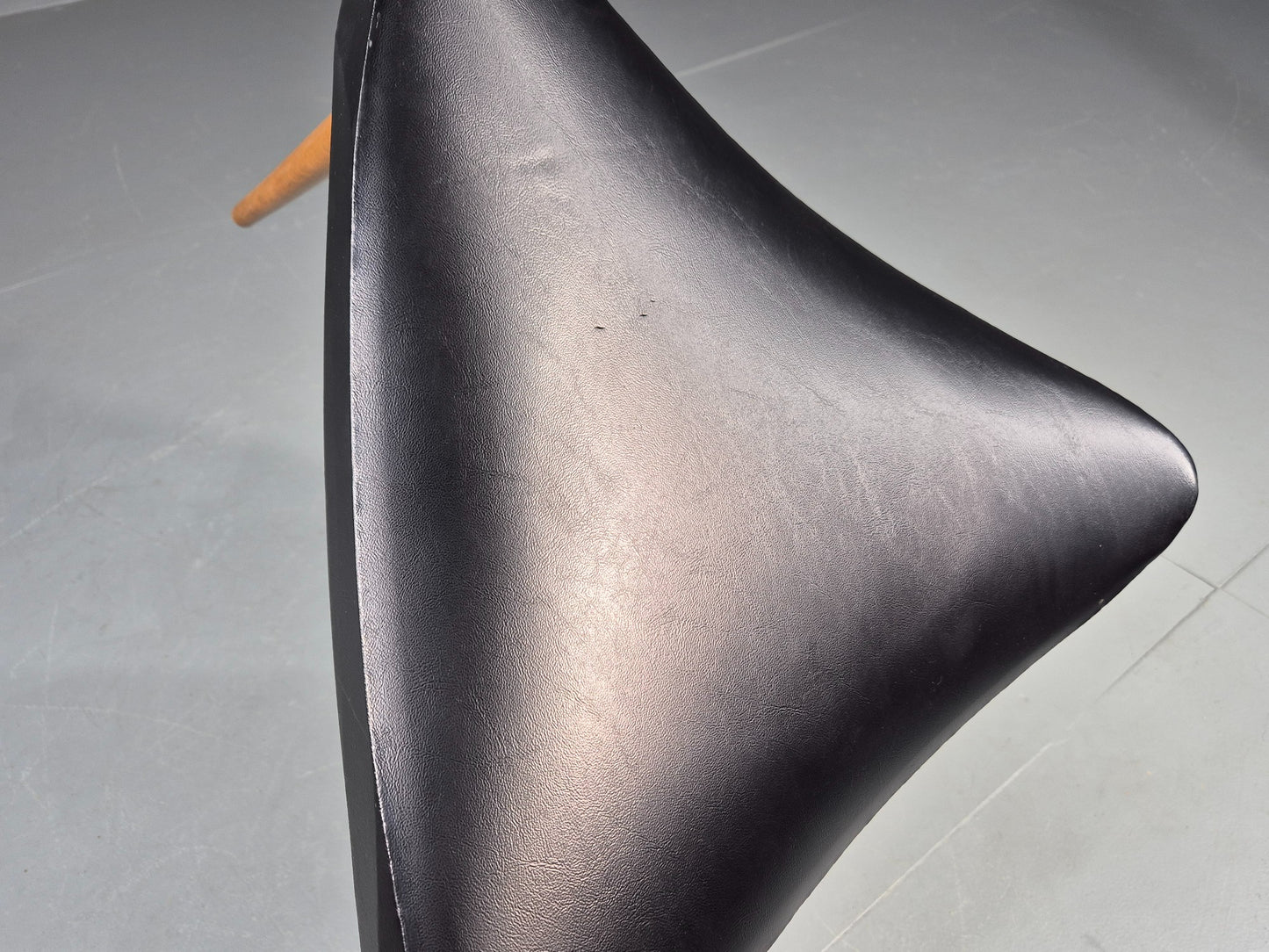 Vintage Danish Mid Century Footstool Triangular Black vinyl 1960s Retro EB12152