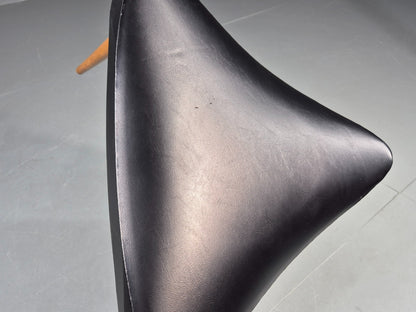 Vintage Danish Mid Century Footstool Triangular Black vinyl 1960s Retro EB12152