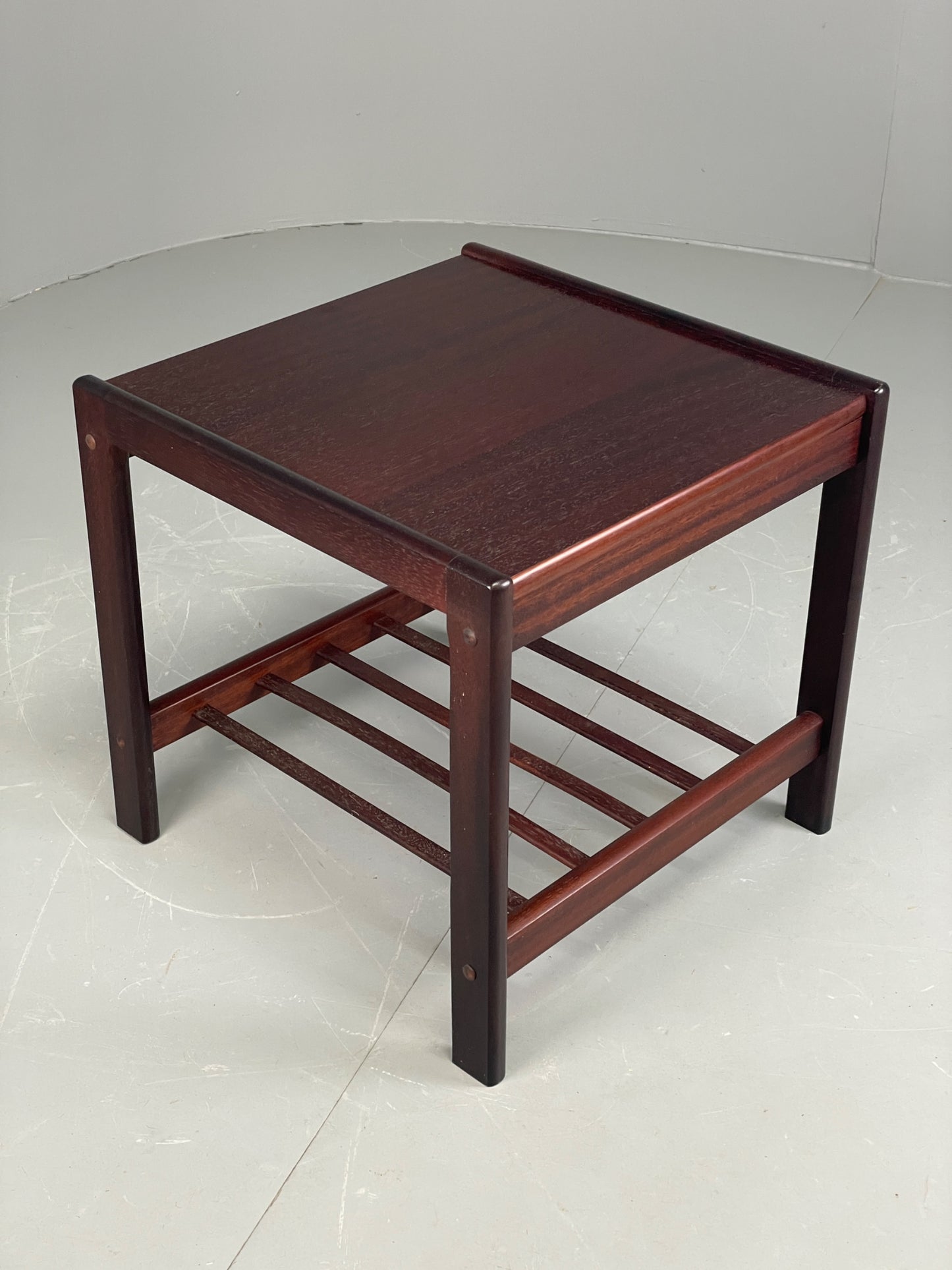 Vintage Danish Coffee Table Retro 1970s Darkwood With Magazine Rack EB12221