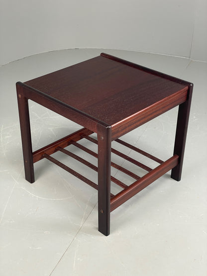 Vintage Danish Coffee Table Retro 1970s Darkwood With Magazine Rack EB12221