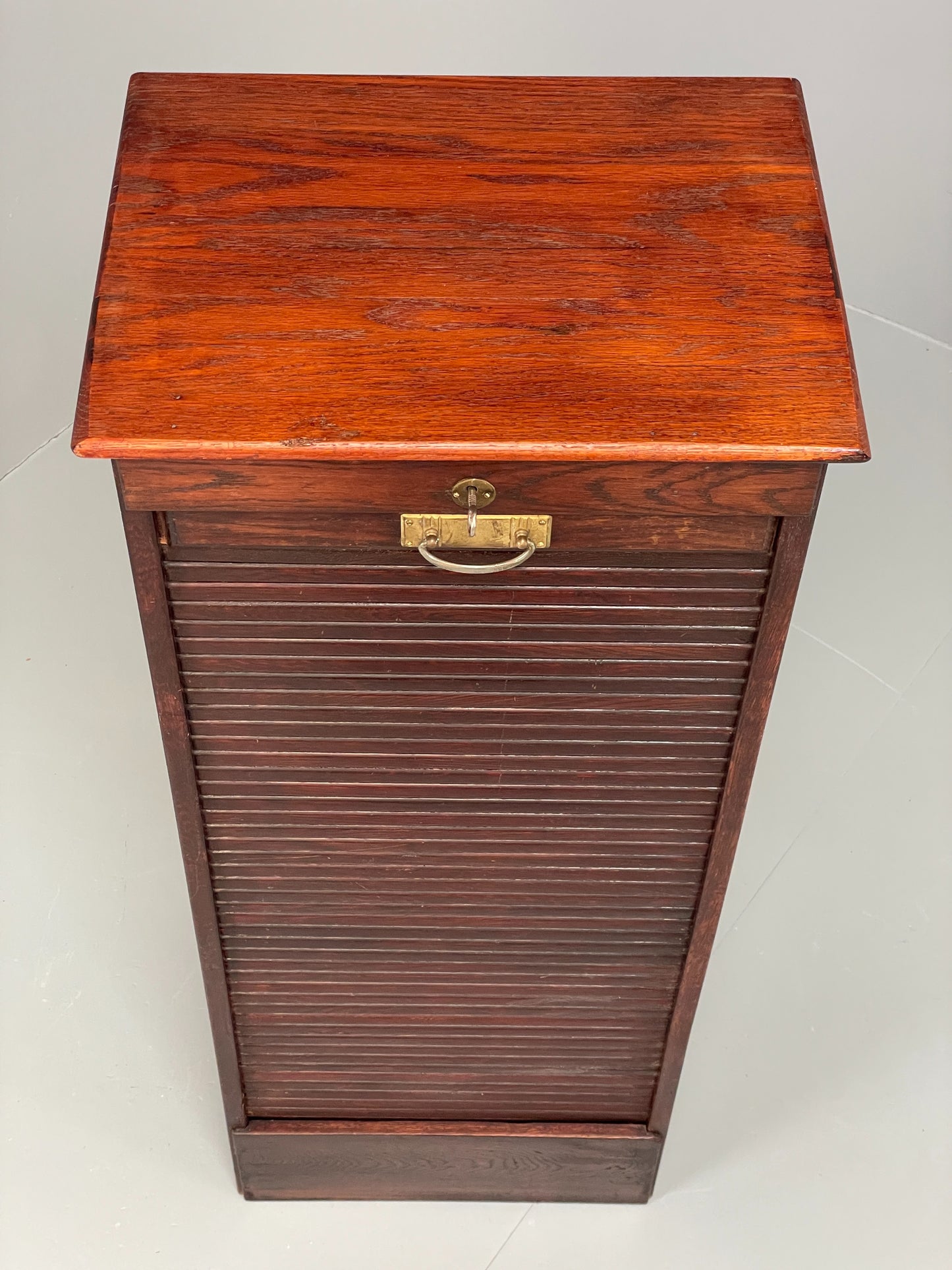 Vintage Tambour Cabinet Oak Drawers Danish Early 20th Century Filing EB12628