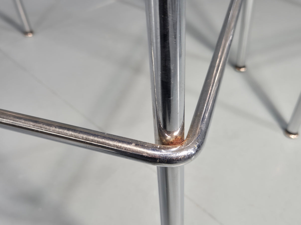 4 Bar Stools Modern Design Allermuir Casper Blue Chromed Steel Frame EB12999