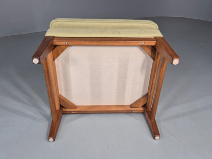 Vintage Mid Century Footstool Green Wool Teak Frame 1970s Retro EB12158
