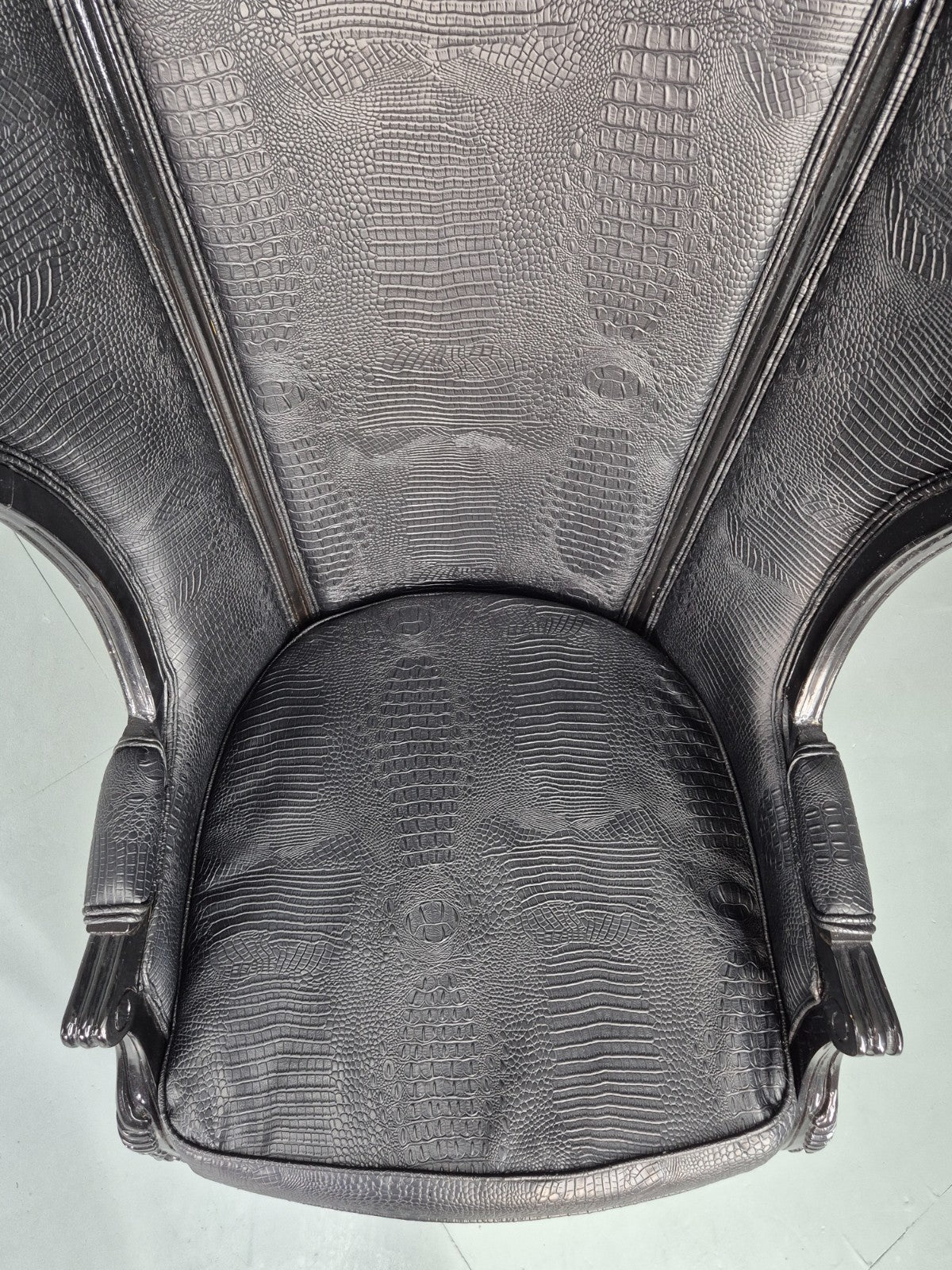 Vintage Porters Chair Canopy Gothic Chair Faux Crocodile Skin Modern EB12564