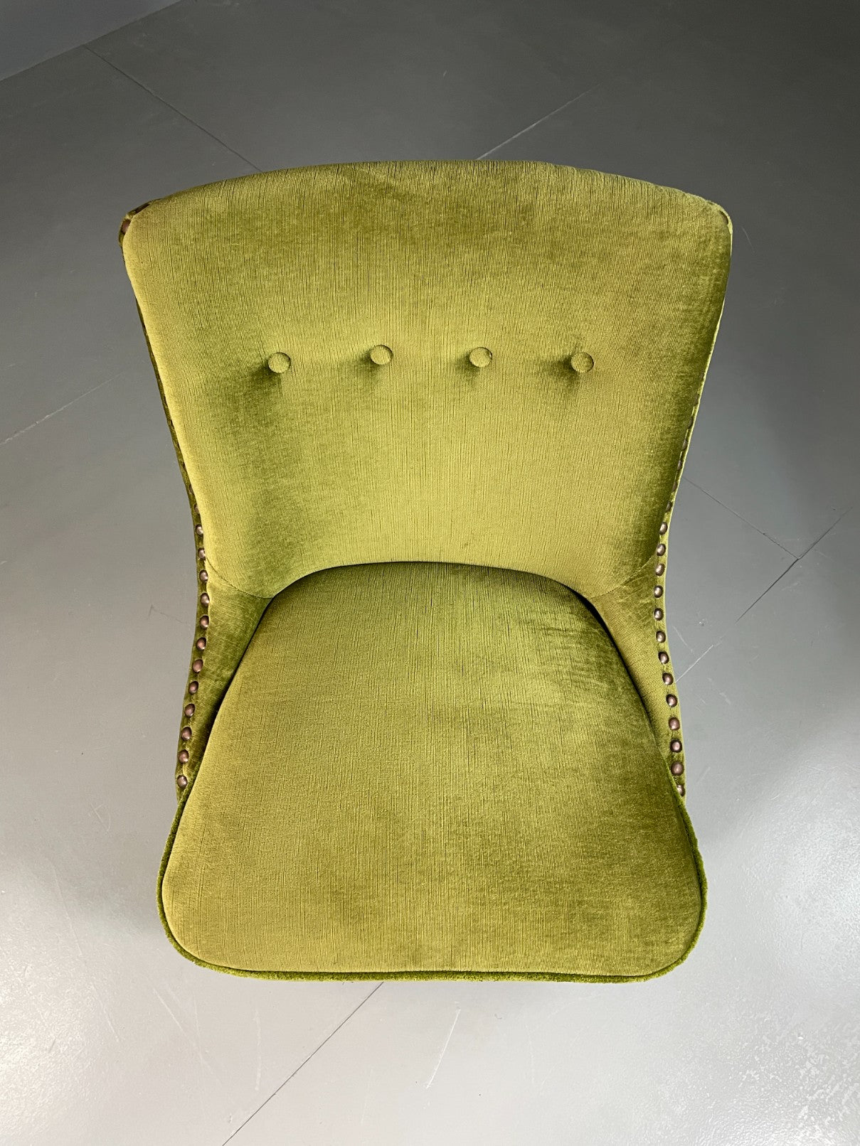 Vintage Cocktail Chair 1950s Danish Green Velvet Velour Retro EB06603