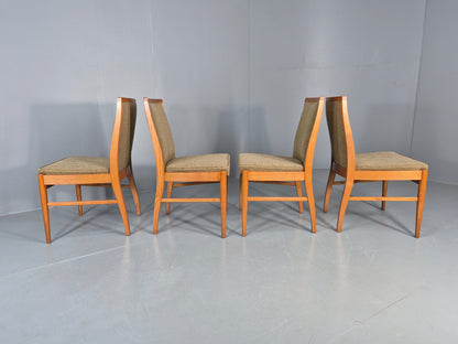 4 Vintage 1970s Elm Frame Dining Chairs Mid Century Retro Wool Seats EB12179