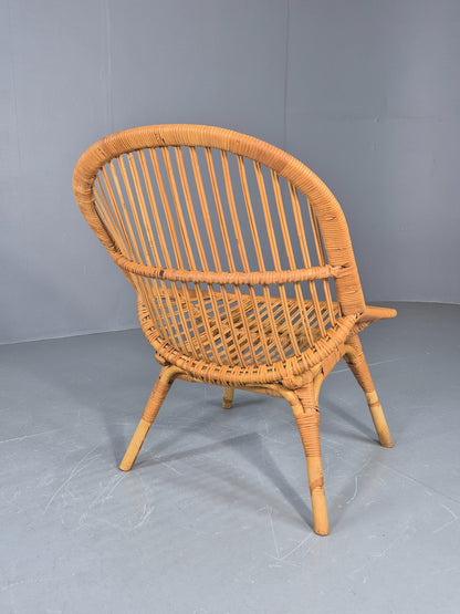 Vintage 1970s Cane Tub Chair New Cushion Retro EB12267