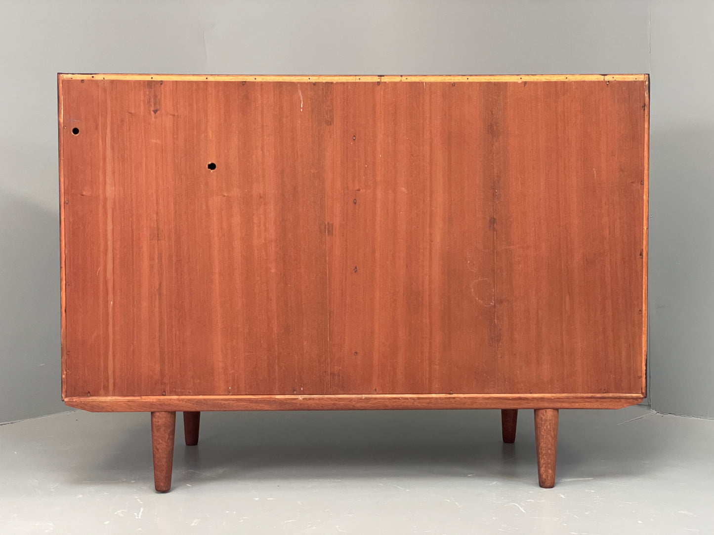 Vintage 1960s Sideboard Cabinet Danish Mid Century Darkwood Shelving EB12923