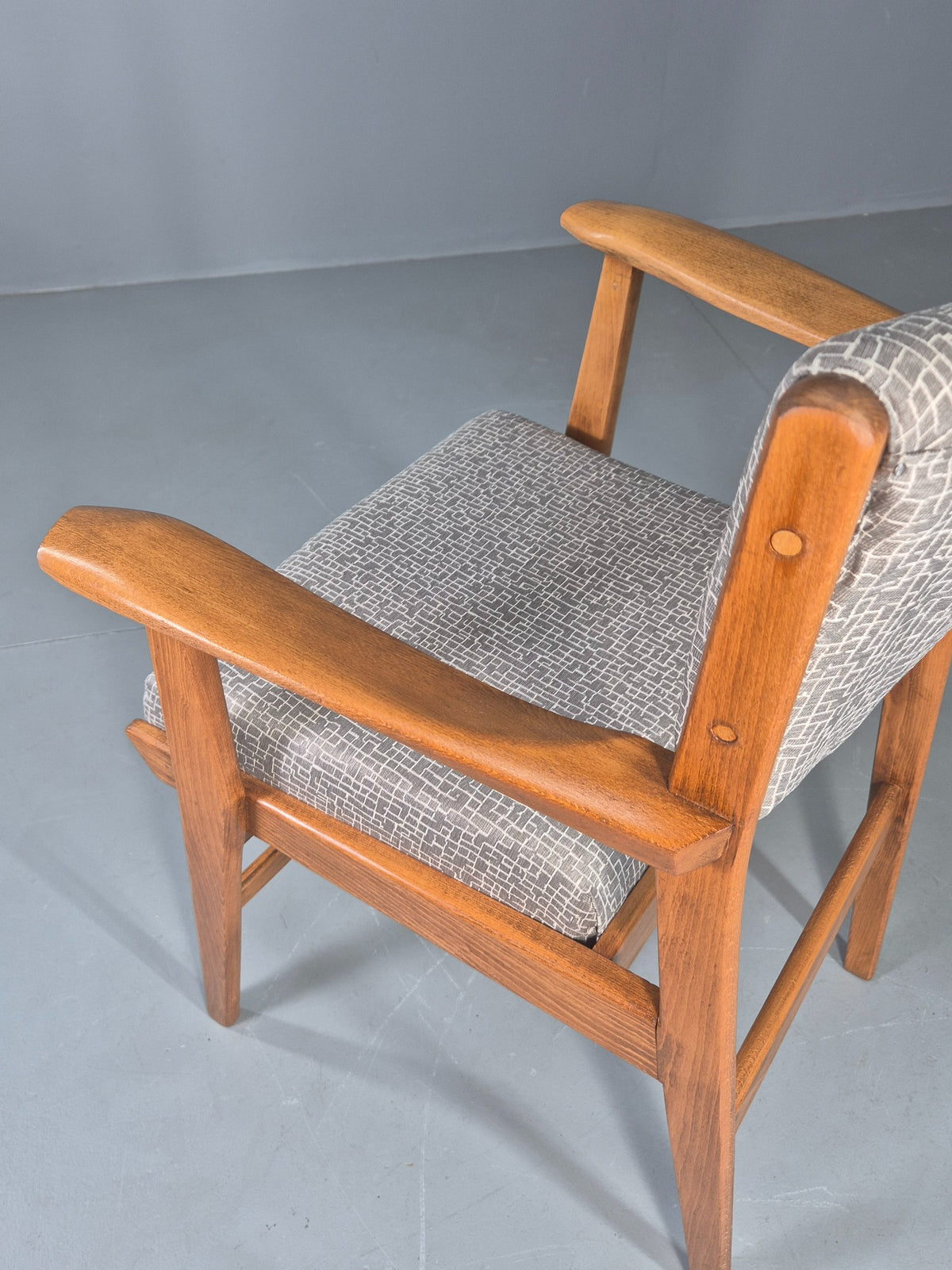 Vintage Mid Century Elbow Chair with New Upholstery 1950s Retro EB12983