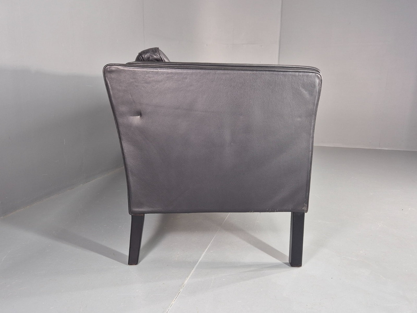 Vintage 3 Seater Sofa Danish Design Black Leather Mid Century Retro EB8627 M3SS