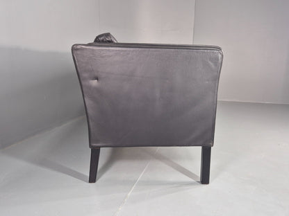 Vintage 3 Seater Sofa Danish Design Black Leather Mid Century Retro EB8627 M3SS