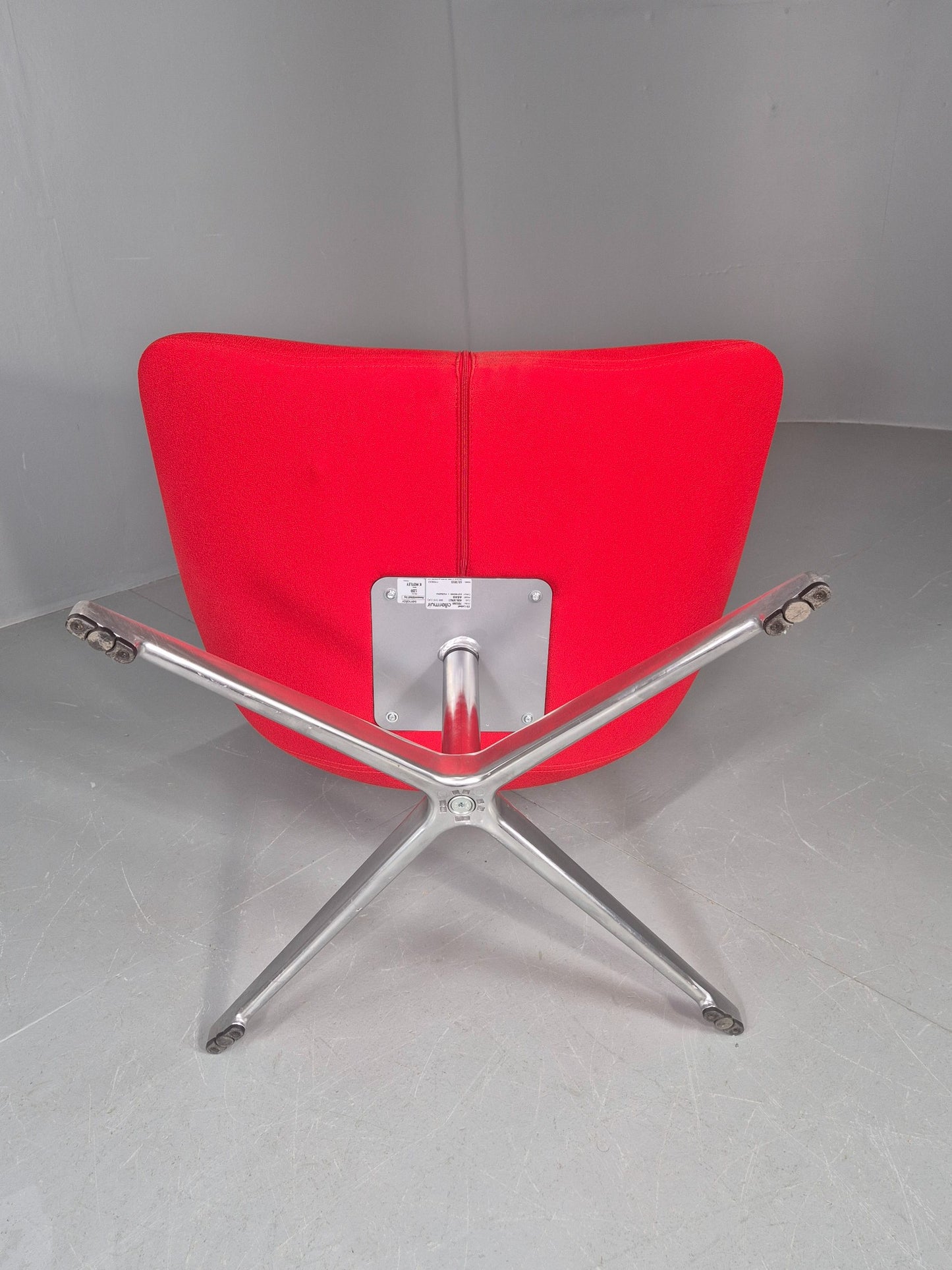 Vintage Allermuir Open Range Swivel Chair Red Fabric EB12248