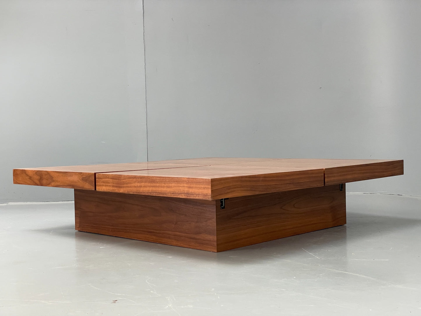 Square Coffee Table Walnut Modern Japanese Style With Storage EB12519