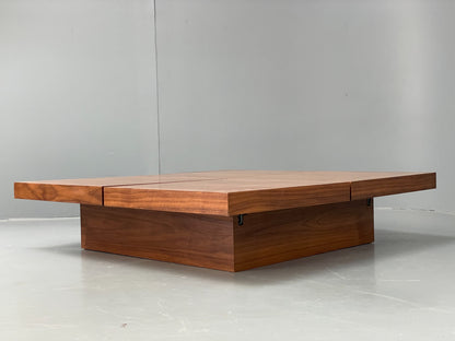 Square Coffee Table Walnut Modern Japanese Style With Storage EB12519