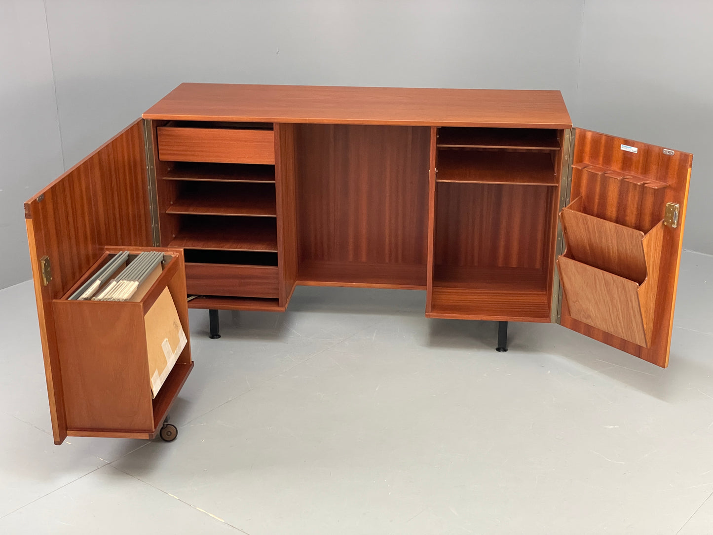 Vintage Teak Foldaway Desk Adjustable 1960s Retro Midcentury Shelving EB12082