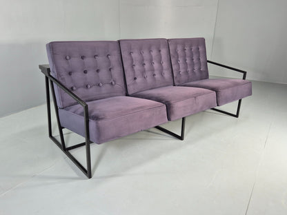 Vintage 3 Seater Sofa Modern Design Orange Box Lossit Purple Velvet EB12807