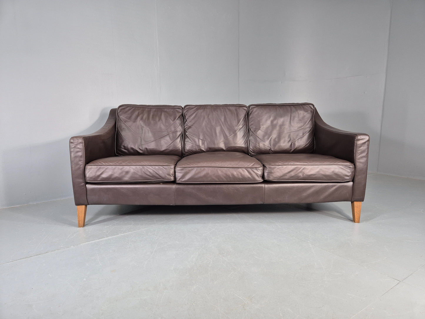 Vintage Scandinavian Style 3 Seat Sofa Sofa.com Brand Brown Leather EB12307