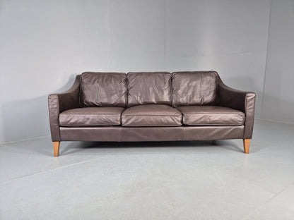 Vintage Scandinavian Style 3 Seat Sofa Sofa.com Brand Brown Leather EB12307