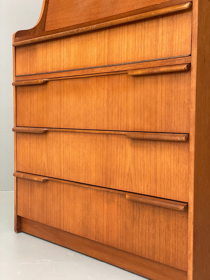 Vintage Teak Writing Desk Bureau 1960s Mid Century Retro Chest Drawers EB12829