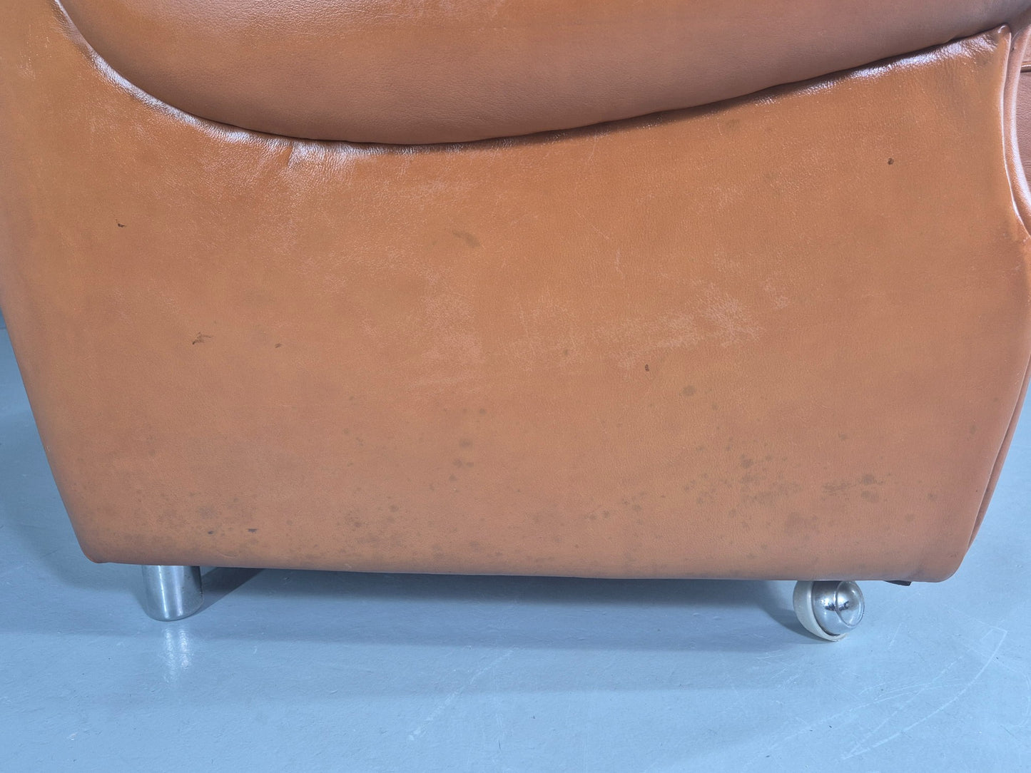 Vintage 3 Seater Sofa Tan Leather 1970s Danish Design Retro MCM EB12383