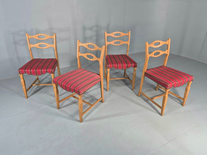 4 Vintage Henning Kjaenulf Oak dining chairs 1970s Danish Retro EB12110