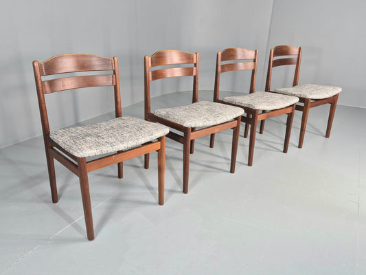 Set of four dining chairs with silver and deep blue seat pads EB11892