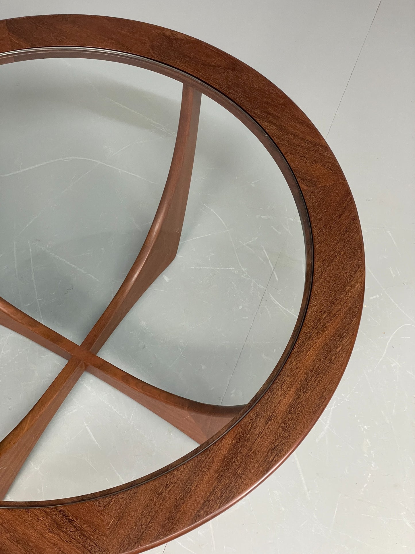 G Plan Astro Coffee Table Round Teak 1960s Mid Century Vintage Glass Top EB12072