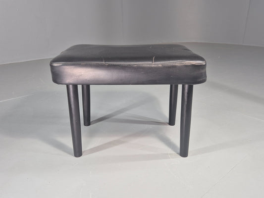 Vintage Mid Century Danish Black Vinyl Footstool Retro 1960s EB12265