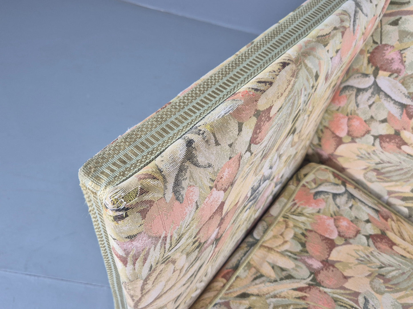 Vintage Danish 2 Seater Sofa Knole Style Drop End Floral Cotton EB12721
