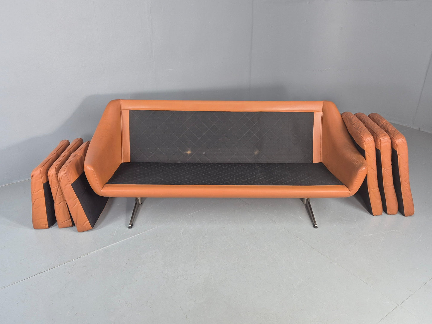 Vintage 3 Seater Sofa Tan Leather Danish 1960s Edmund Jorgensen Design EB12226