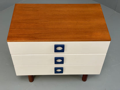 Vintage Chest Of Drawers By Uniflex Teak Retro 1960s Mid Century White EB12962
