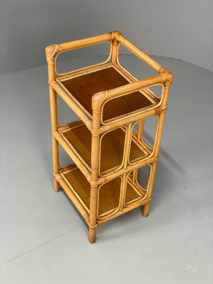 Vintage Bamboo Shelf Stand Mid Century Retro Bathroom Makeup Storage EB13121