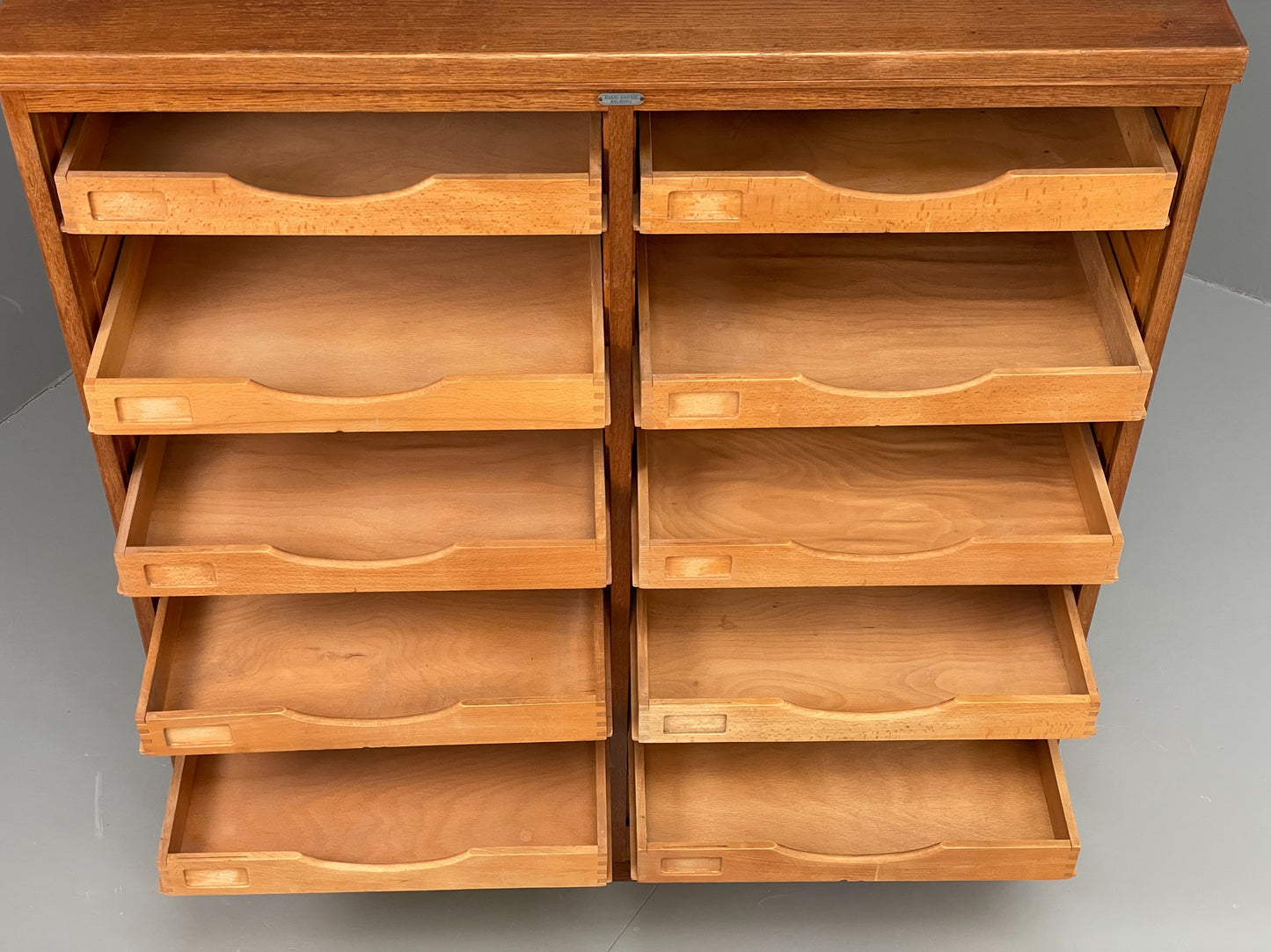 Vintage Tambour Fronted Cabinet 1950s Danish By NIPU Drawers Art Storage EB12330