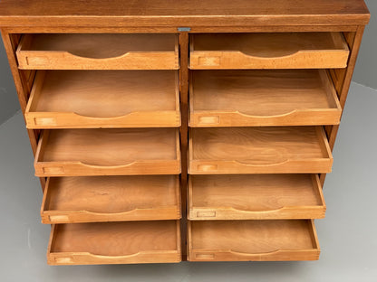 Vintage Tambour Fronted Cabinet 1950s Danish By NIPU Drawers Art Storage EB12330