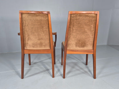 6 Vintage 1970s Nathan Dining Chairs Brown Velour Teak Retro MCM EB11921