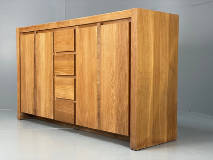 Contemporary Oak Sideboard Solid Doors Drawers Bi-fold Golden EB12287