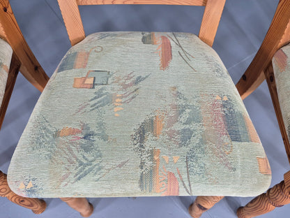 6 Vintage Danish Pine 1980s Dining Chairs Original Upholstery Retro EB12397