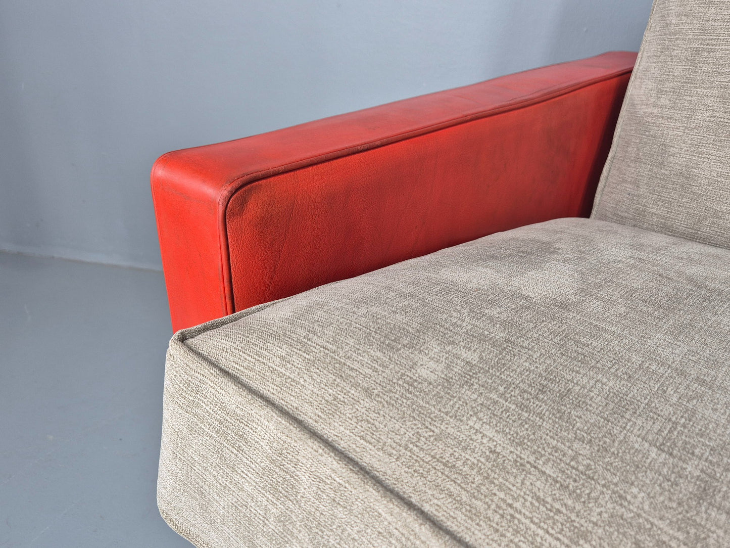 Vintage 3 Seat Sofa 1960s Swedish Red Leather New Cushions MCM Retro  EB11121