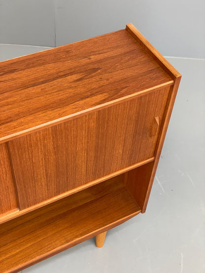 Vintage Teak Bookcase 1970s Retro Sliding Doors Gibbs Furniture Shelving EB13153
