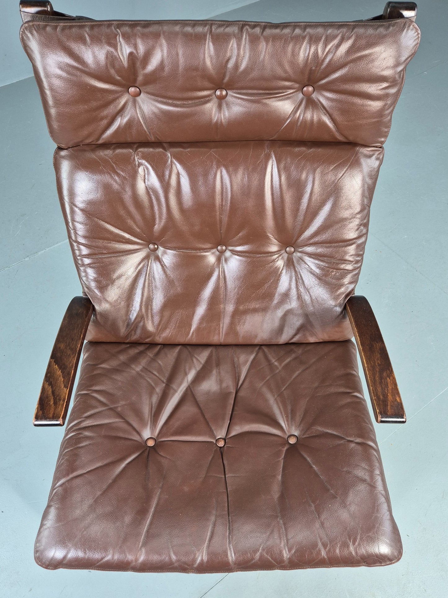 Vintage 1970s Leather Lounge Chair Farstrup Denmark Bentwood Frame Retro EB12311