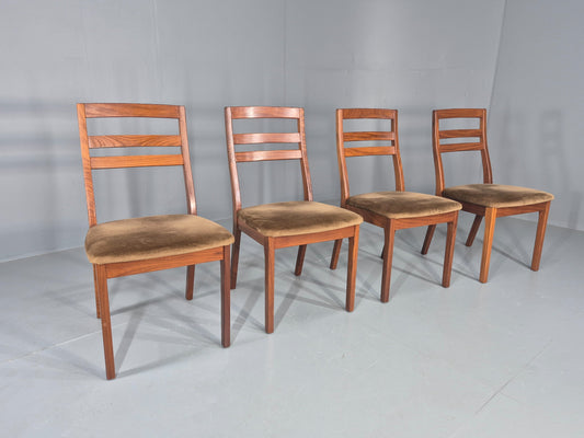 4 Vintage Nathan Dining Chairs Teak Frames 1970s Retro MCM EB11961