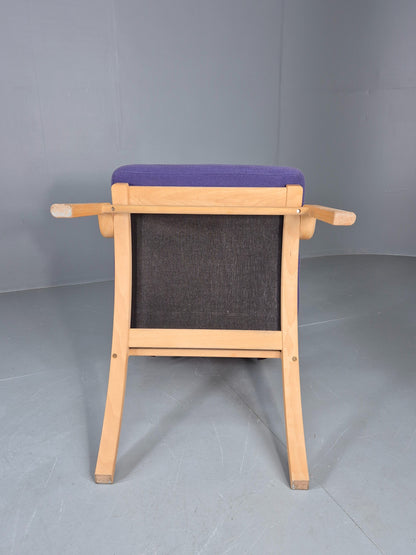 Vintage Mid Century Lounge Chair Bentwood Frame Danish Purple Wool 1980s EB12136
